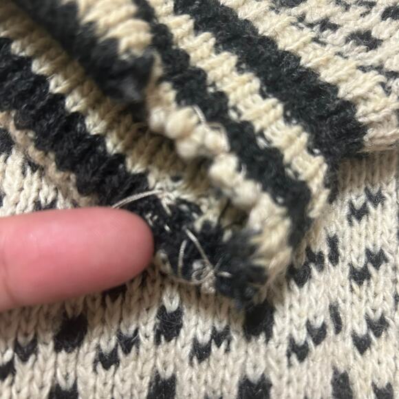 Fana Knit Norway Vintage Sweater Mens S Blue Beige Long Sleeve Chunky Warm - Picture 9 of 13